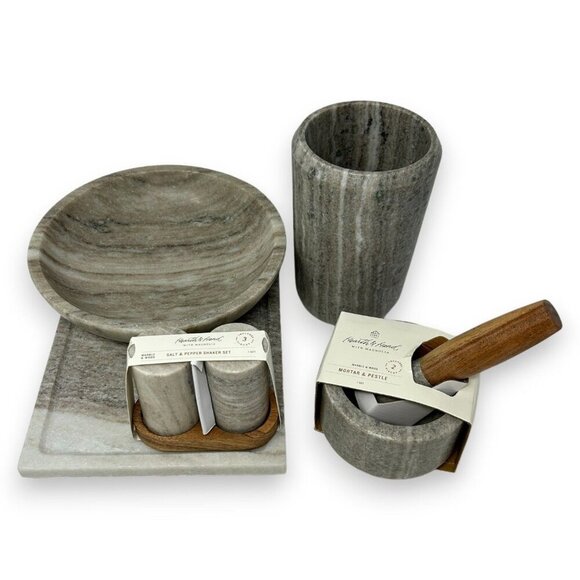 Hearth & Hand Magnolia Marble Utensil Storage Warm Beige Gray - Target Fall 2024 - Picture 7 of 8